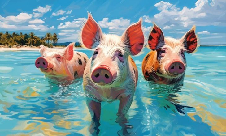 Pig know how to swim